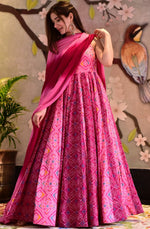 Stunning Pink Color Silk Fabric Gown