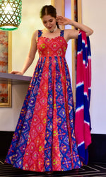 Stunning Multi Color Silk Fabric Gown