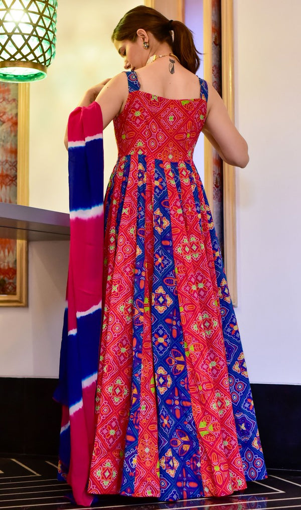 Stunning Multi Color Silk Fabric Gown