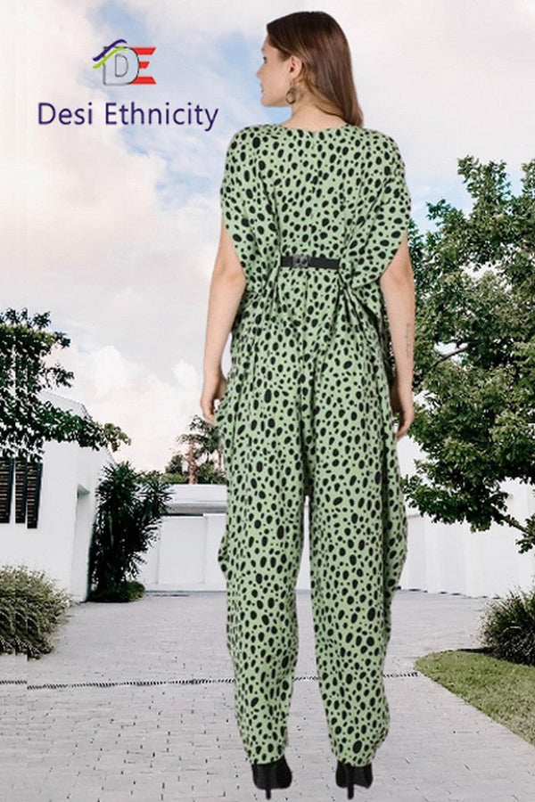 Lovely Green Color Crepe Fabric Jumpsuit