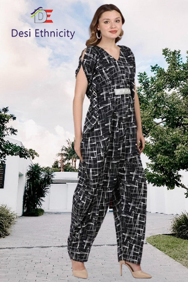 Lovely Black Color Crepe Fabric Jumpsuit