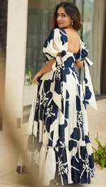 Striking Black Color Cotton Fabric Gown