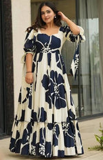 Striking Black Color Cotton Fabric Gown