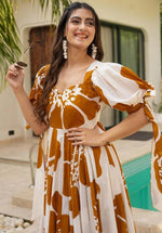 Striking Brown Color Cotton Fabric Gown