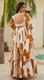 Striking Brown Color Cotton Fabric Gown