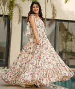 Striking Cream Color Cotton Fabric Gown