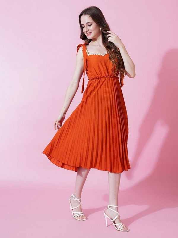 Striking Orange Color Crepe Fabric Indowestern