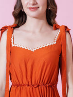 Striking Orange Color Crepe Fabric Indowestern