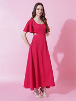 Striking Pink Color Crepe Fabric Indowestern