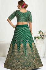 Charming Green Color Vichitra Fabric Couple Matching Ethnic Designer Lehenga and Mens Kurta