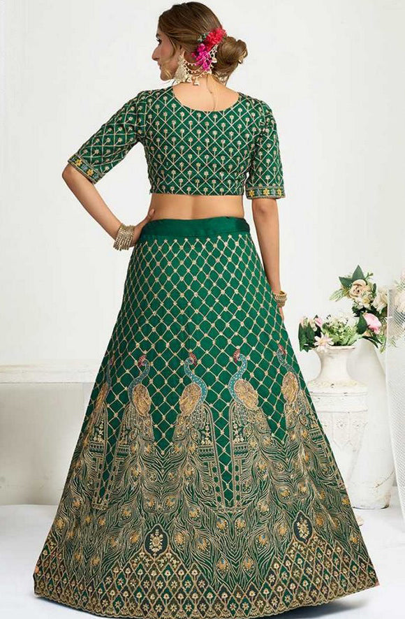 Charming Green Color Vichitra Fabric Couple Matching Ethnic Designer Lehenga and Mens Kurta