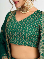 Charming Green Color Vichitra Fabric Couple Matching Ethnic Designer Lehenga and Mens Kurta