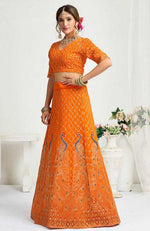 Charming Yellow Color Vichitra Fabric Couple Matching Ethnic Designer Lehenga and Mens Kurta