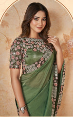 Wonderful Green Color Crush Fabric Partywear Saree