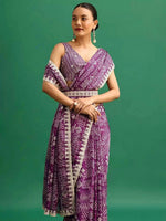 Amazing Purple Color Chinon Fabric Casual Saree