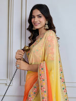 Wonderful Yellow Color Georgette Fabric Casual Saree