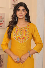Amazing Yellow Color Rayon Fabric Casual Kurti With Bottom
