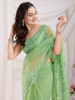 Wonderful Green Color Net Fabric Designer Saree
