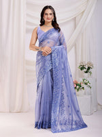 Wonderful Blue Color Net Fabric Designer Saree