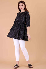 Amazing Black Color Cotton Fabric Casual Short Kurti