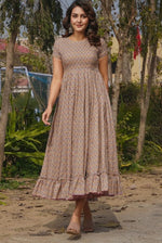 Pretty Beige Color Rayon Fabric Indowestern