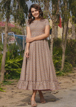 Pretty Beige Color Rayon Fabric Indowestern