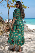 Pretty Green Color Rayon Fabric Indowestern