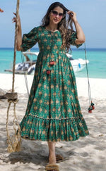 Pretty Green Color Rayon Fabric Indowestern