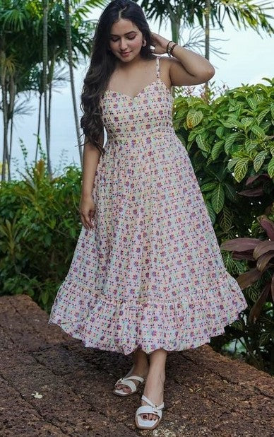 Pretty Cream Color Rayon Fabric Indowestern