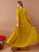 Classy Musturd Color Georgette Fabric Top With Bottom