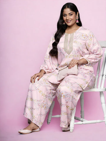 Pretty Pink Color Crepe Fabric Designer Kurti
