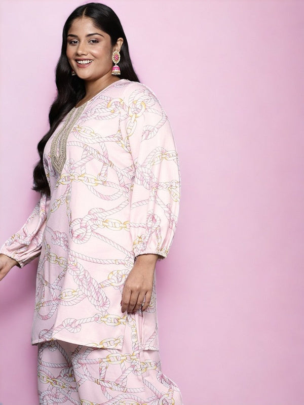Pretty Pink Color Crepe Fabric Designer Kurti