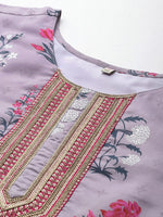 Divine Purple Color Chanderi Fabric Designer Kurti