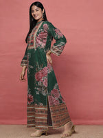 Divine Green Color Silk Fabric Designer Kurti