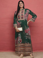 Divine Green Color Silk Fabric Designer Kurti