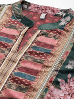 Divine Green Color Silk Fabric Designer Kurti