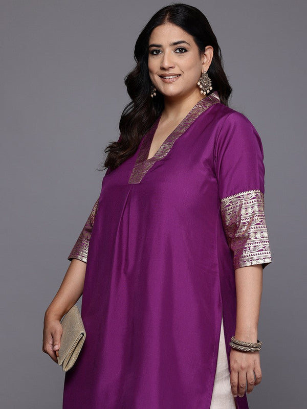 Divine Purple Color Art Silk Fabric Designer Kurti