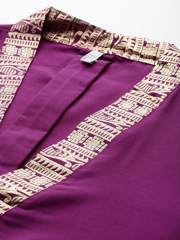 Divine Purple Color Art Silk Fabric Designer Kurti