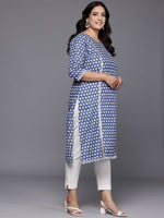 Divine Blue Color Cotton Fabric Designer Kurti
