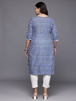 Divine Blue Color Cotton Fabric Designer Kurti
