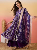 Amazing Purple Color Silk Fabric Plazzo Suit
