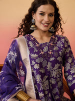 Amazing Purple Color Silk Fabric Plazzo Suit
