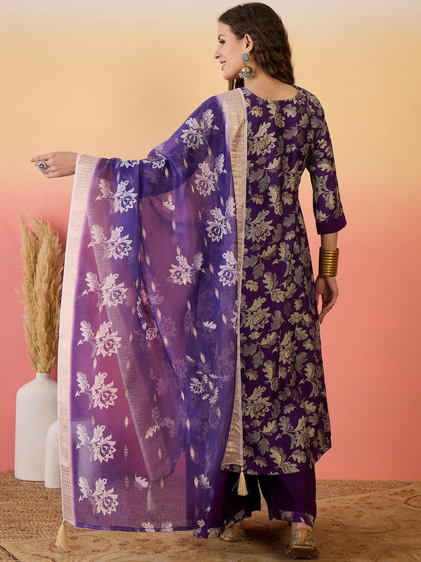 Amazing Purple Color Silk Fabric Plazzo Suit