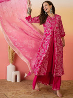 Amazing Pink Color Silk Fabric Plazzo Suit