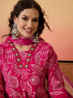 Amazing Pink Color Silk Fabric Plazzo Suit
