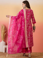 Amazing Pink Color Silk Fabric Plazzo Suit