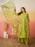 Amazing Green Color Silk Fabric Plazzo Suit