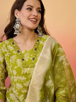 Amazing Green Color Silk Fabric Plazzo Suit