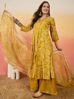Amazing Mustard Color Silk Fabric Plazzo Suit