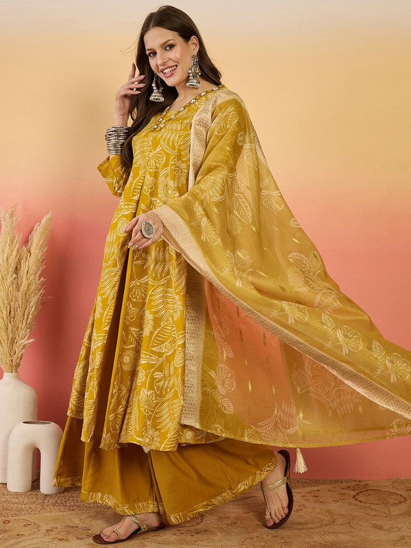 Amazing Mustard Color Silk Fabric Plazzo Suit